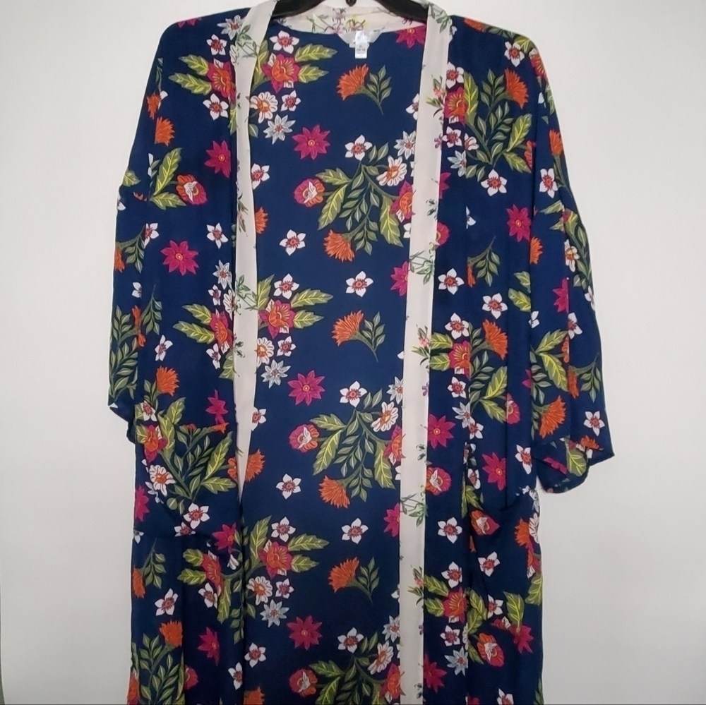 Blue Floral Duster- Womens- Time and Tru- Size XL
